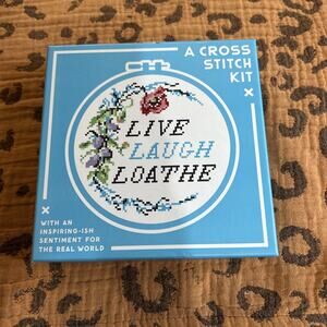 Brass Monkey "Live Laugh Loathe" Cross Stitch Kit New Floral Wall hanging